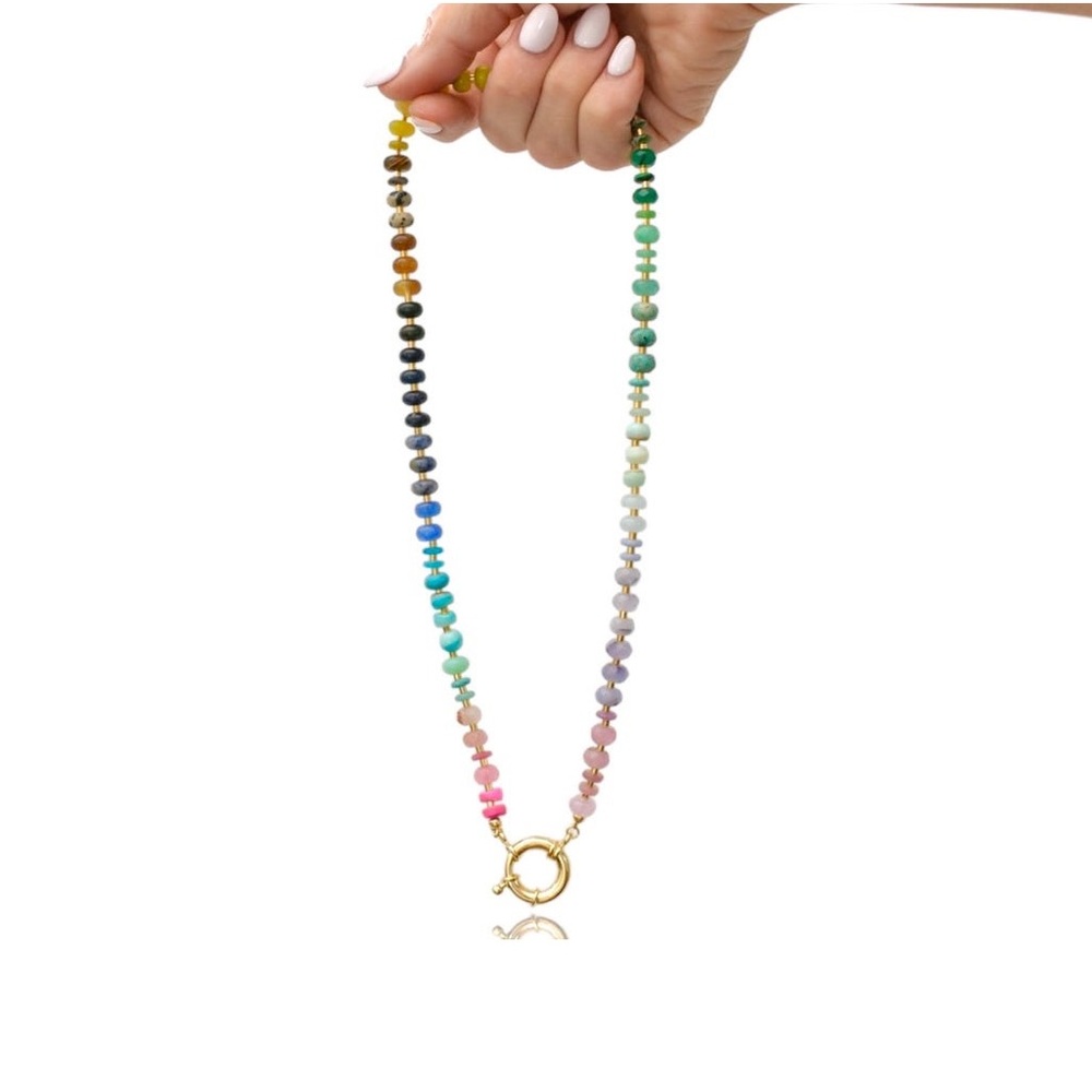 Colorful, 15” Gemstone Necklace - Picture 1 of 8
